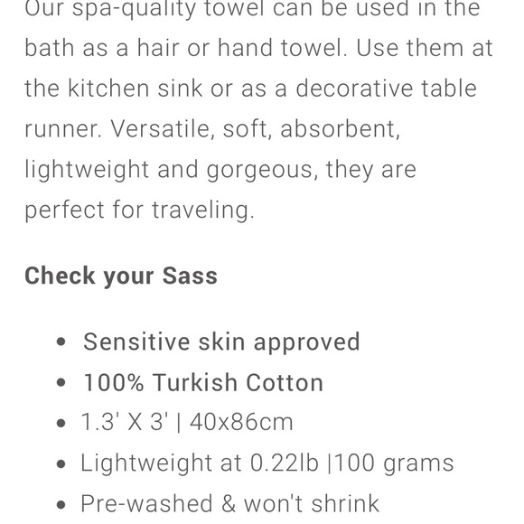 NWT Pomp & Sass Elegant White Turkish Cotton Hand Towel - Picture 10 of 11